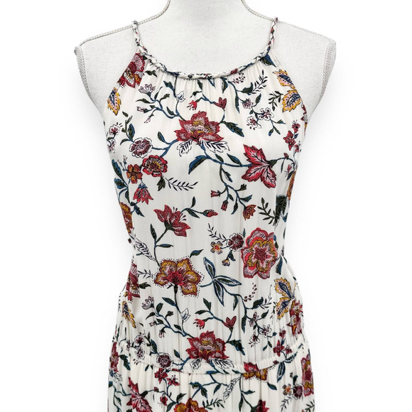 Old Navy Floral Waist Defined Braided Strap Maxi Dress Women's Large Tall White - Picture 3 of 12
